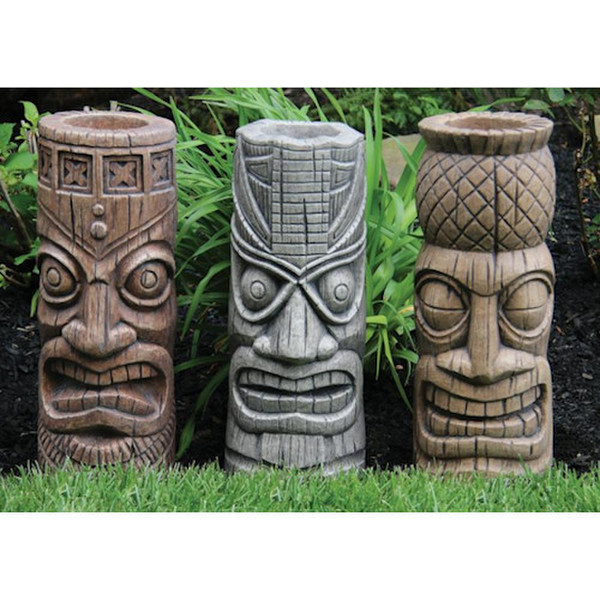 Tiki Island Bust Sculpture Set of Three Statues